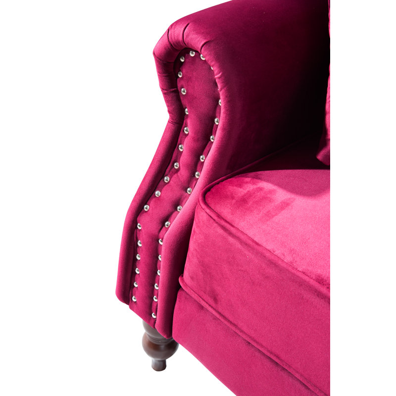 Hanika 87.8'' Velvet Sofa, Wine Red