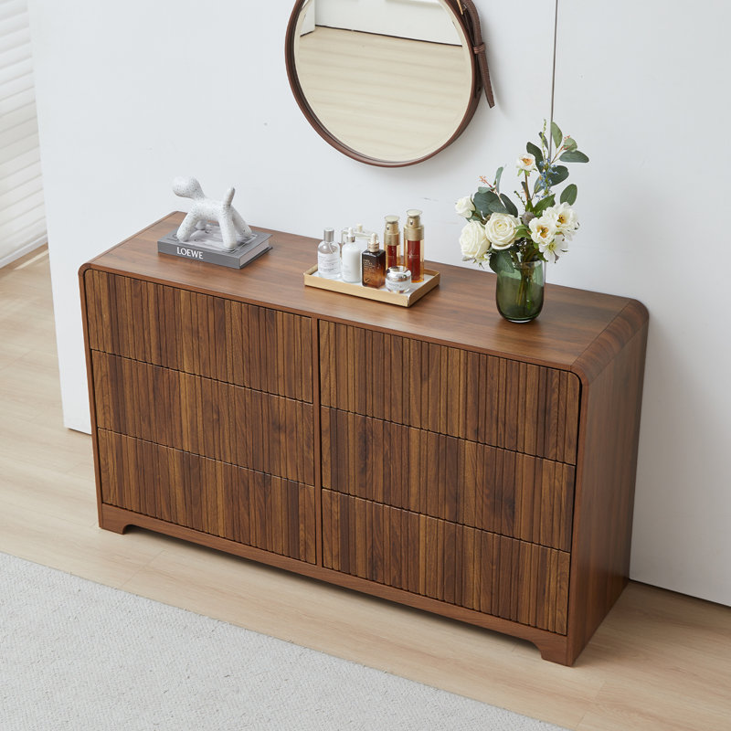 Commode double 6 tiroirs Servidio, Brun