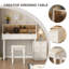 31.50"Modern Minimalist Cream Style Solid Wood Dressing Table with Password Lock Side Cabinet, Mirror and Stool