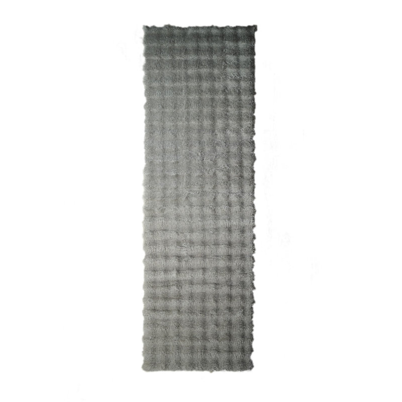 Tapis argenté à motif moderne tissé à la main Sunny Collection, Tapis de couloir 2 pi x 8 pi