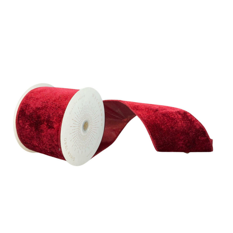 Vickerman 4"x10yd Velvet Christmas Ribbon, Plush Wine