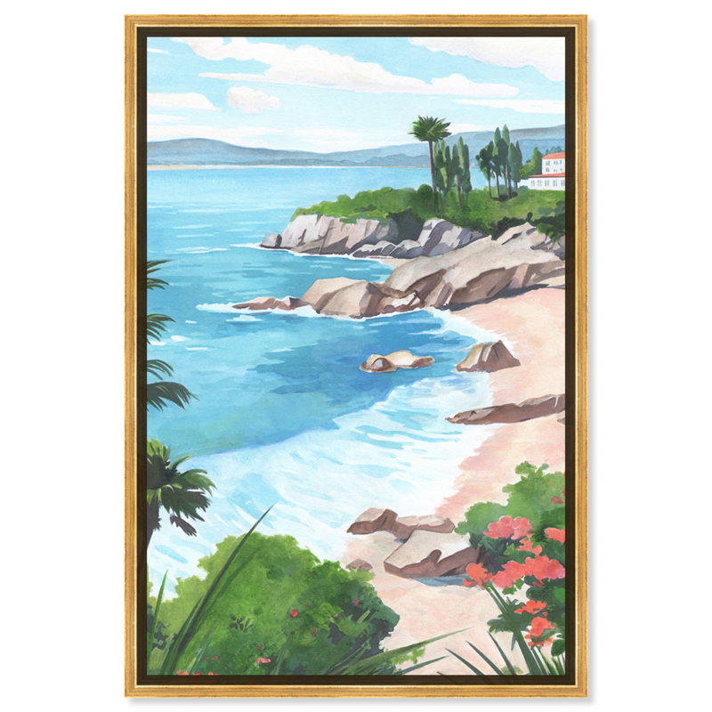 «A Beautiful Day Canvas Vibrant Coastal Wall Art» par Art Remedy, H 16 po x l 11 po, Cadre noir