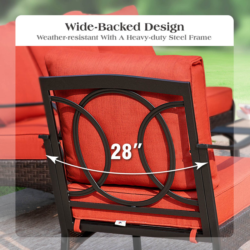 4-person Outdoor Conversation Set With Fire Pit Table, Red