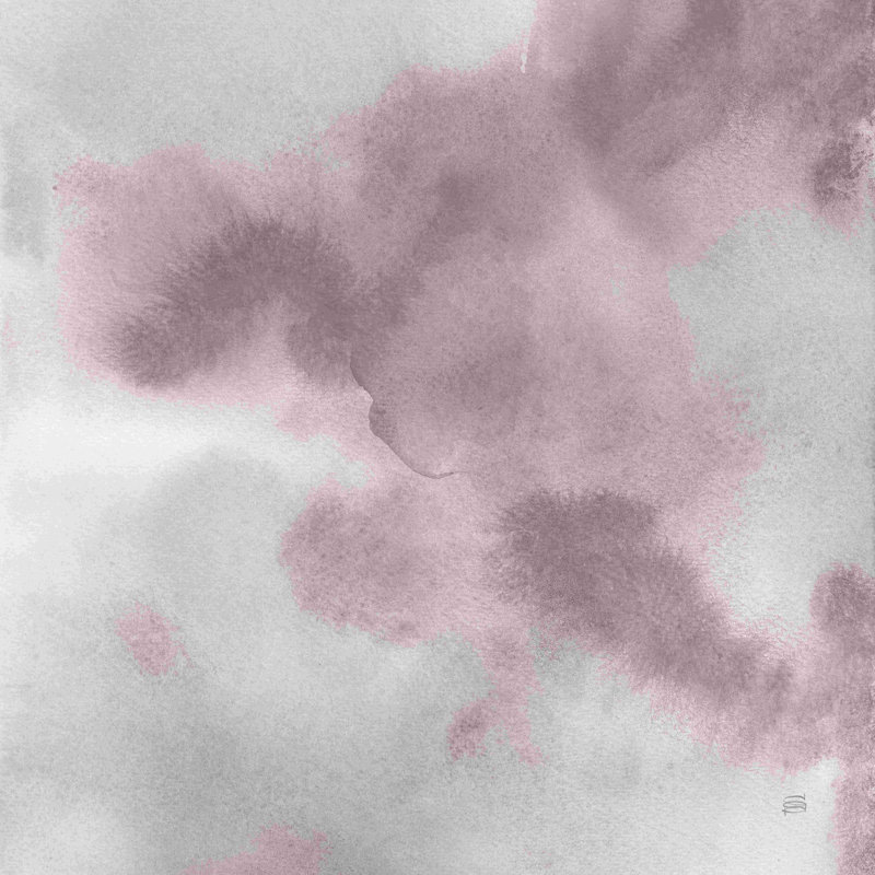 Mauve Indigo Flow I par - on, H 12 po x l 12 po, Cadre simple noir, Oui
