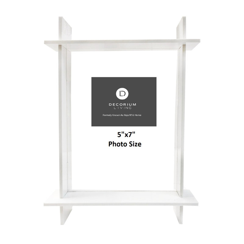 Cadre flottant en plastique néon, 5 po x 7 po, White