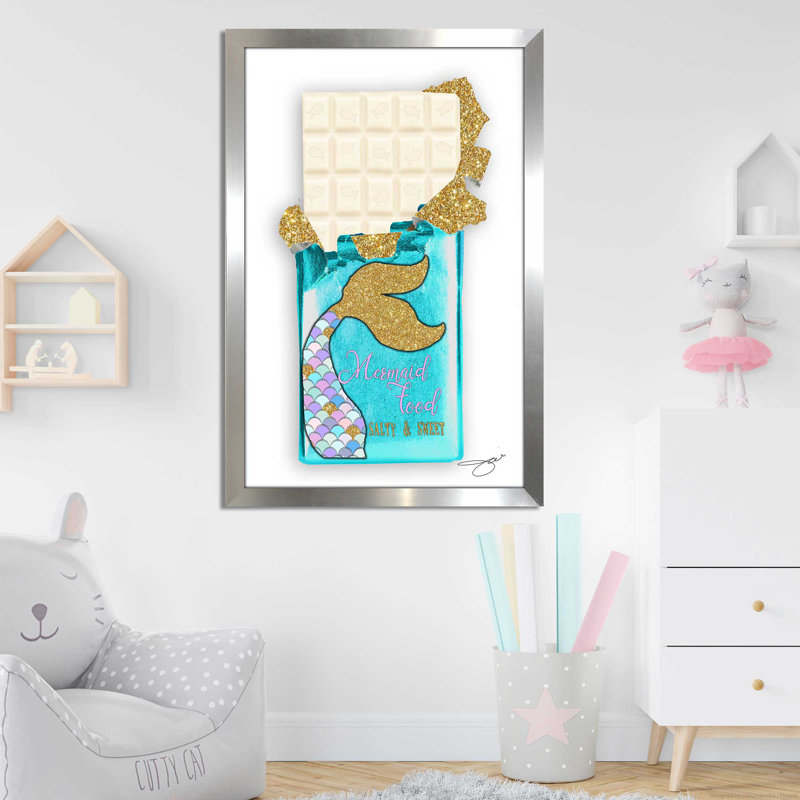 «Mermaid Chocolate Salty & Sweet 1» par By Jodi - impression, Encadrement argenté, H 27,5 po x l 21,5 po x P 0,75 po