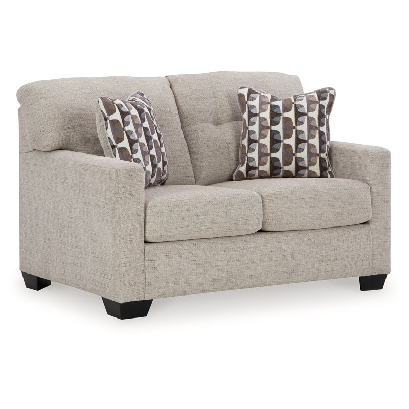 Upholstered 53'' Loveseat, Beige Polyester
