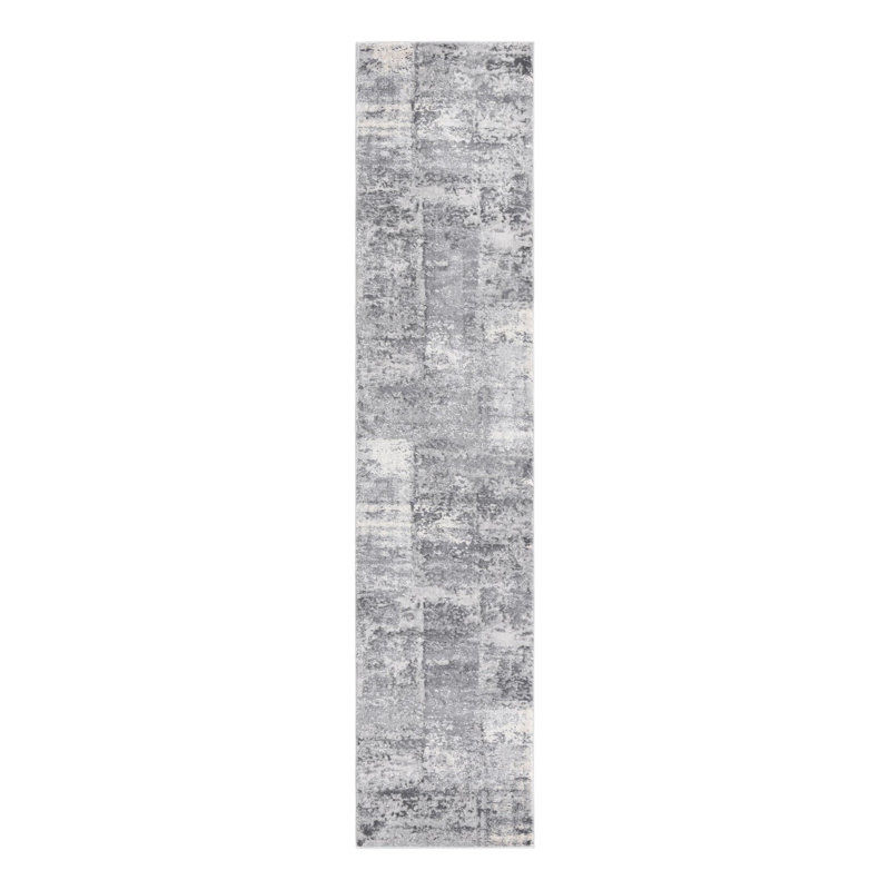Tapis gris / ivoire Glenn, Tapis de couloir 2 pi 7 po x 12 pi