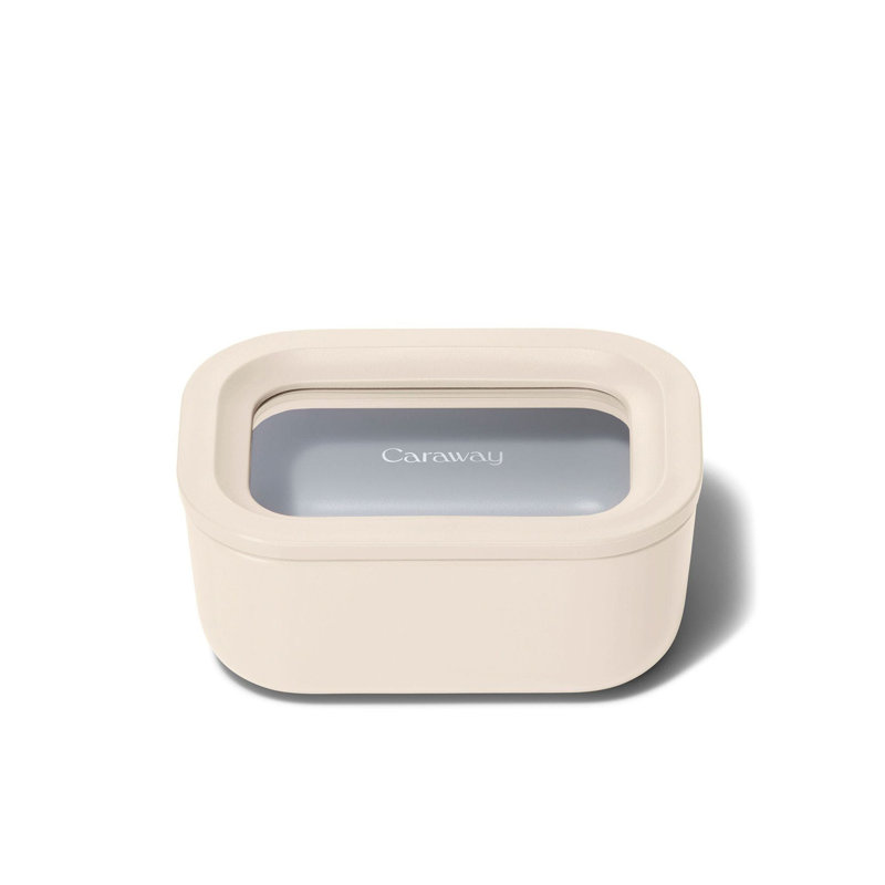 Caraway Mini Rectangle Container w/ Lid, Cream, Cream
