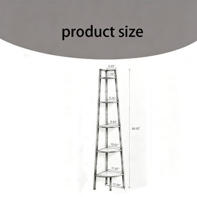 Corner Shelf – 5-Tier Ladder Bookshelf, Vintage Industrial Display Rack