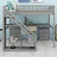 Lit mezzanine avec deux commodes, bureau et bande lumineuse-2085594695