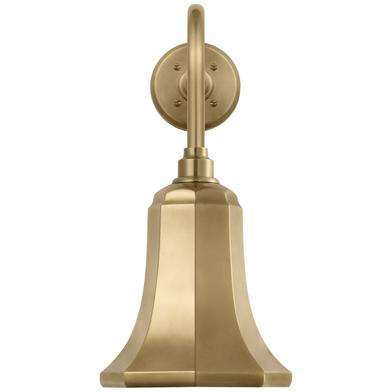 Thomas O'Brien, "Academy 20" Rex Barn Light in Hand-Rubbed Antique Brass with 7.5" Savannah Shade, 19" H x 7.5" W x 23.75" D