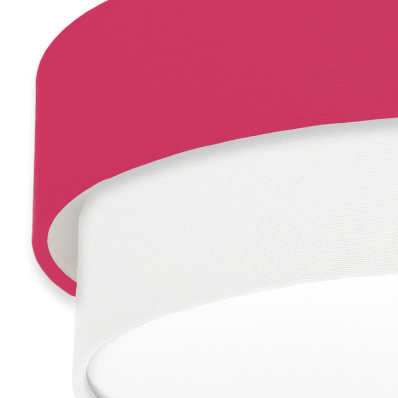 Avory Fabric Flush Mount, Dark Pink / White