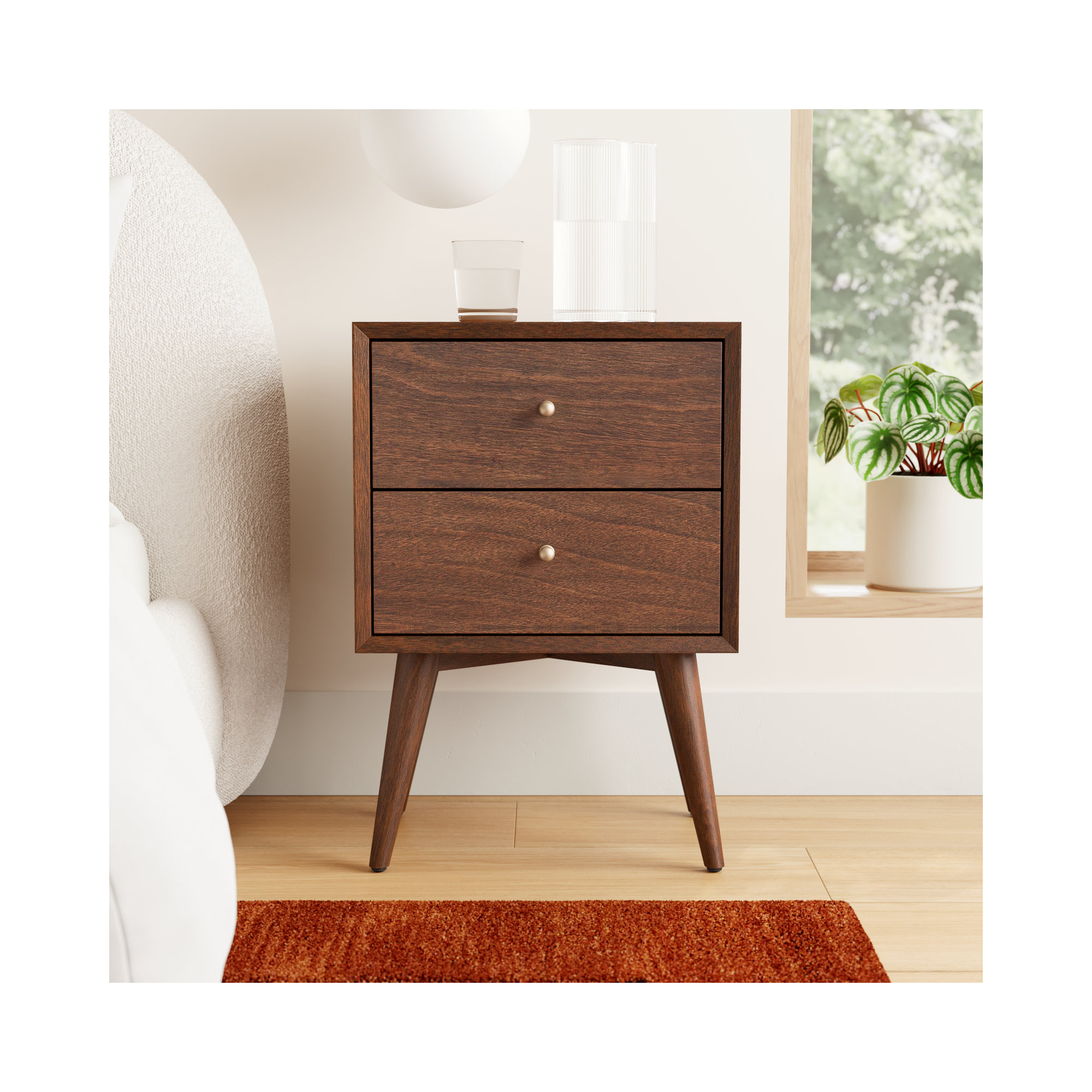 Williams 2-Drawer Nightstand, Walnut