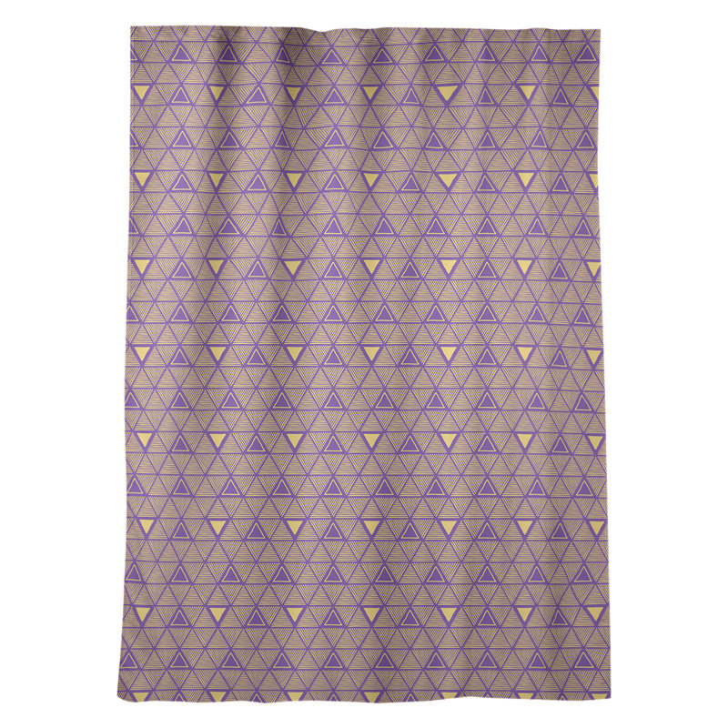 Classic Hand Drawn Triangles Geometric Room Darkening Thermal Rod Pocket Single Curtain Panel, Purple/Yellow