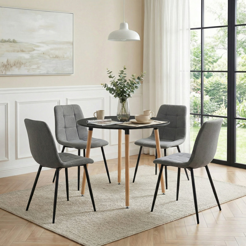 4 - Person Dining Set, Black, Grey