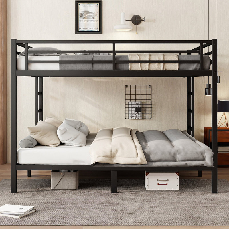 Metal king Bunk Bed for Teens and Adults,Space-Saving/Noise Reduced/No Box Spring Needed, Black
