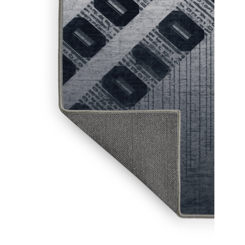 Tapis gris moelleux moelleux à motif de code binaire Ristaino, 4 x 2
