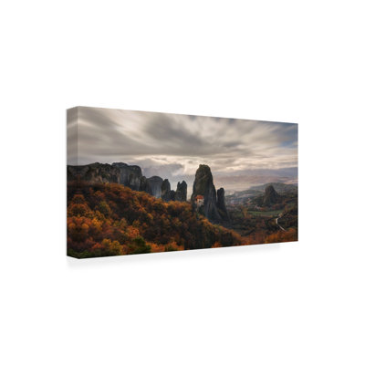 Art mural sur toile tendue - "Météores les roches sacrées" de Chris Kaddas pour décoration de salon, de chambre à coucher ou de bureau - 10 x 19