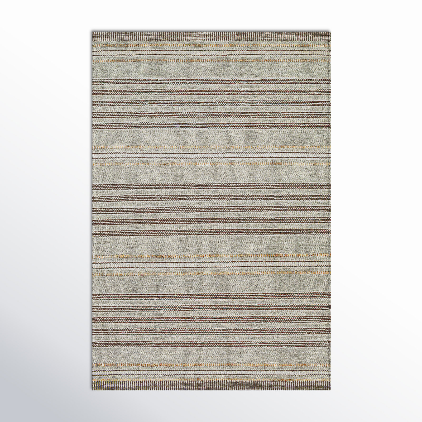 Portia Taupe Gray Flatweave Striped Jute Rug, Rectangle 5' x 7'6"