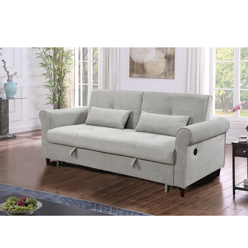 Jillan Upholstered 77'' Sleeper Sofa, Gray Polyester Blend