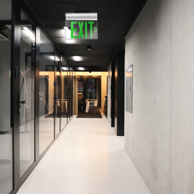 RUN BISON Thermoplastic Edge Lit LED Exit Sign