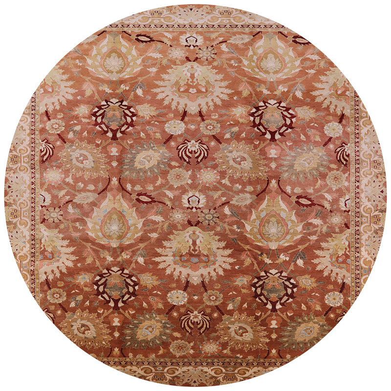 Tapis oriental rouge / vert clair Peder, Rond 3 pi