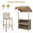 3-Piece All-Weather Wicker Outdoor Tiki Bar Set With 2 Height Stools, Storage Shelves & Wind-Resistant Canopy, Patio Bar Set For Garden, Backyard, Outdoor Leisure-1163239035