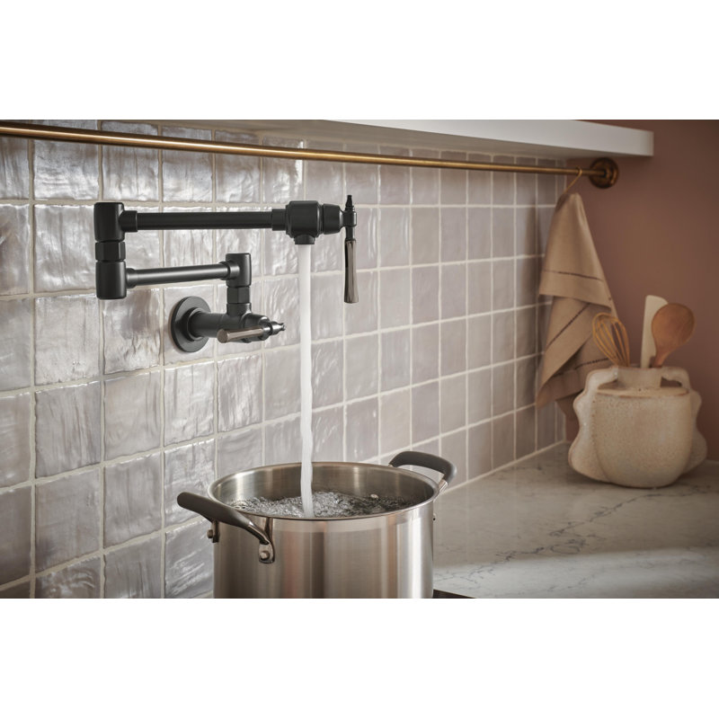 Tulham® Wall Mount Pot Filler, Matte Black / Brilliance Black Onyx