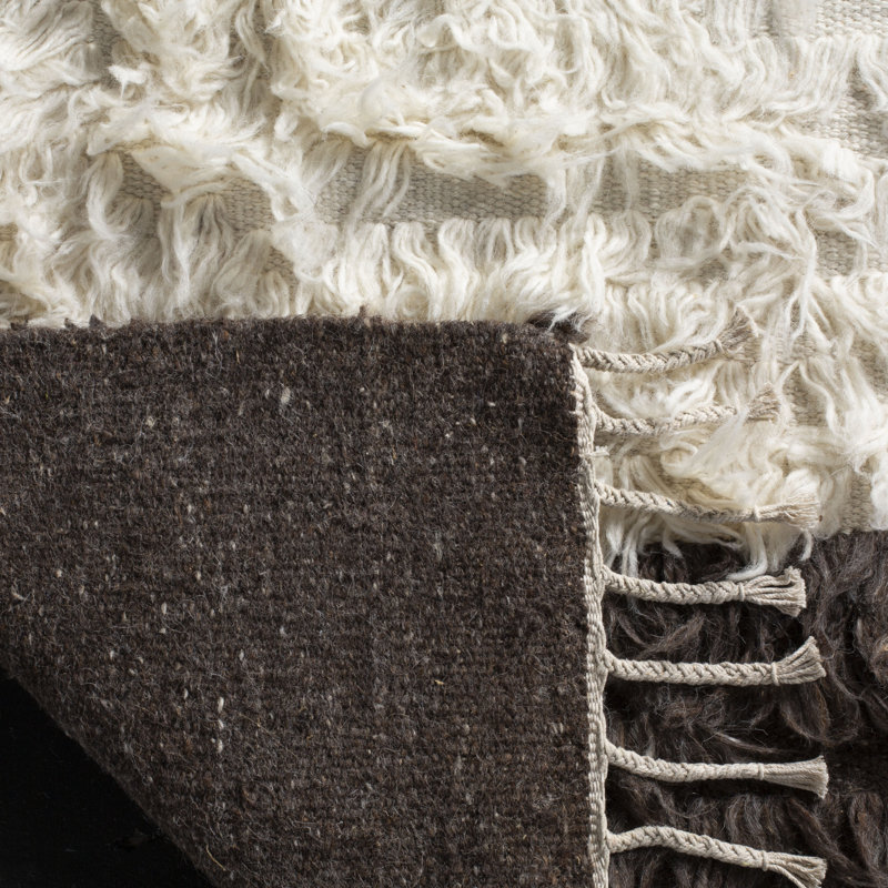 Tapis beige / gris en laine / coton noué à la main Bakerhill, Rectangle 6 pi x 9 pi