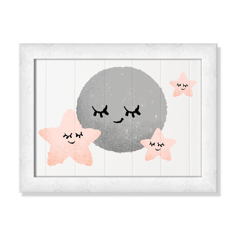 Décoration murale 2 enfants sleepy timey, H 12 po x l 16 po x P 0,63 po, Encadré plat à grain de bois blanc