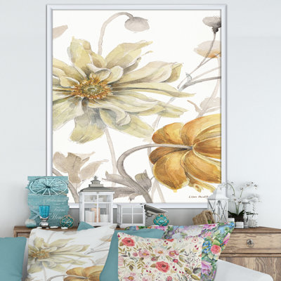 «Fields of Gold Watercolor Flower I», reproduction d'art sur toile encadrée