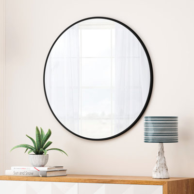 Miroir 48 pouces noir avec cadre en métal pour chambre à coucher, salon, décoration murale encadrée