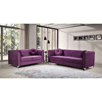 Aadvik 2 Piece Velvet Standard Living Room Set