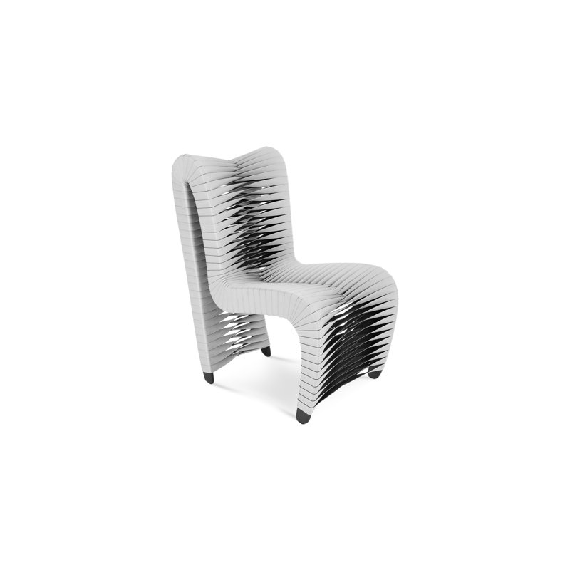 Seat Belt Cotton Upholstered Solid Back Side Chair in Gray