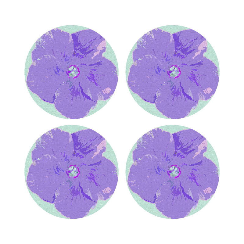Hibiscus Vegan Leather Round Pebble Placemat, Wander