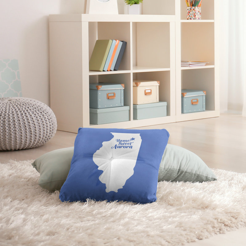 Reversible Throw Pillow, 30" H x 30" W, Blue, Aurora/Illinois