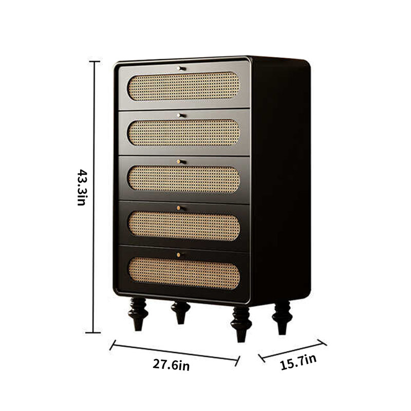 Commode d'appoint Mid-Century, Noir, noir, noir, noir