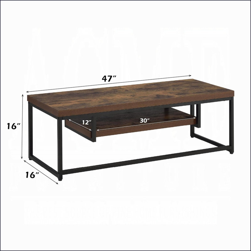 TV Furniture 47-inch Industrial TV Stand, Black Metal Frame Weathered Oak Top | Industrial | TV Size Ranges