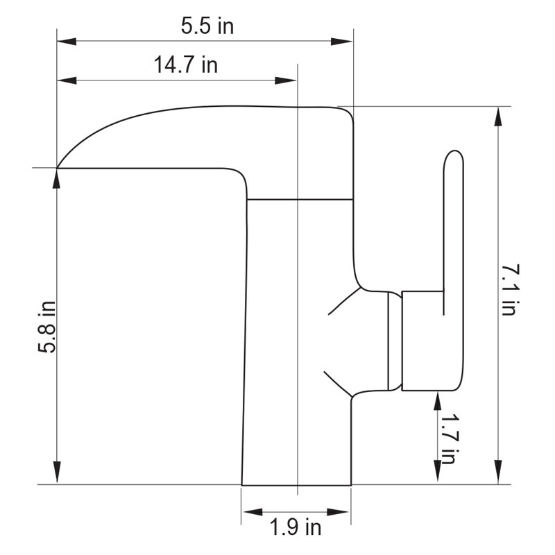 Robinet de salle de bain à un trou, Nickel brossé