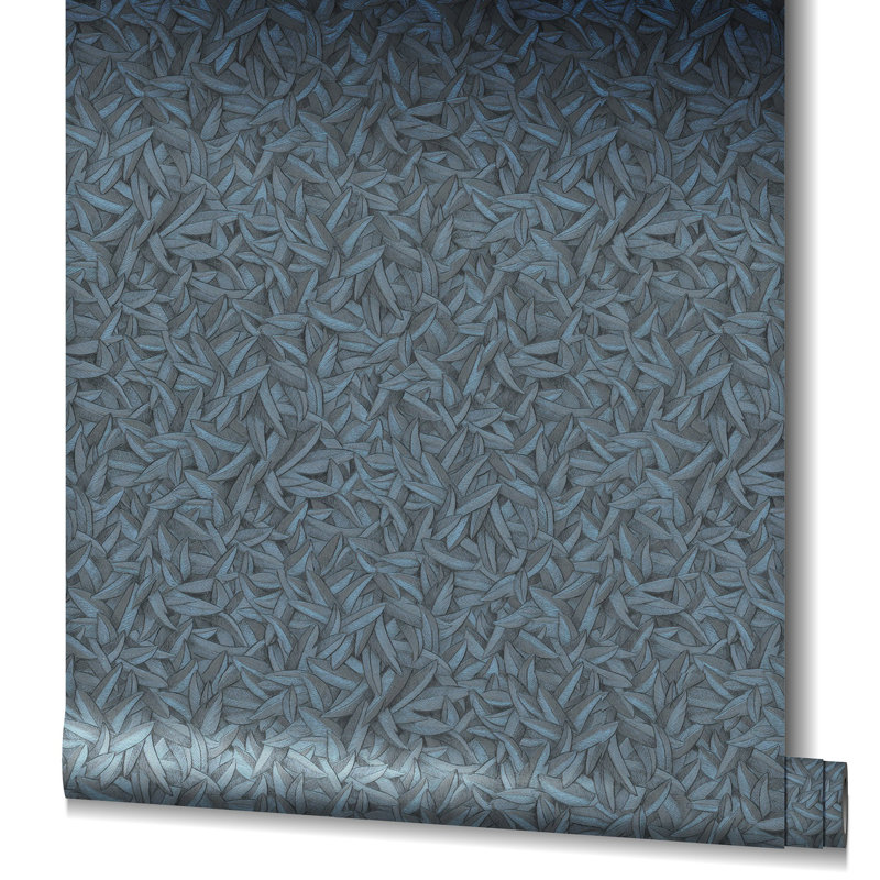 Evelina 10.05m x 70cm Textured Wallpaper Roll, Navy