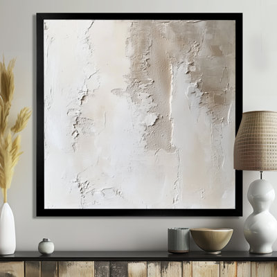 Ivory Beige Soft Plaster Layers II - Abstract Minimalism Picture Framed Wall Art