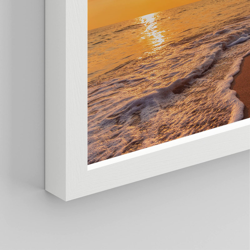 «White Ocean Sea Wave Vibrant Sunset Horizon», impression sur papier 4 pièces, Blanc, H 14 po x l 11 po