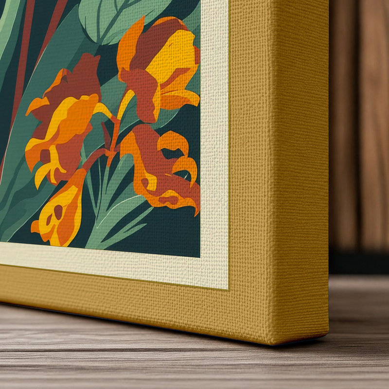 Nature's Library Art Deco - Wrapped Canvas, 30x20 - 76.2 x 50.8 cm, Ochre Border