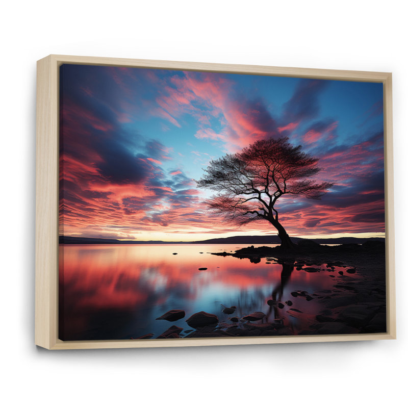 Symphonie bleue et bleue sur toile, Cadre naturel flottant, H 34 po x l 44 po x P 1,5 po