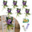 6 pièces de décoration de chaise de mariage artificielle florale avec rubans et épingles pour allée, banc, décoration de cérémonie et de réception, mauve-134511452