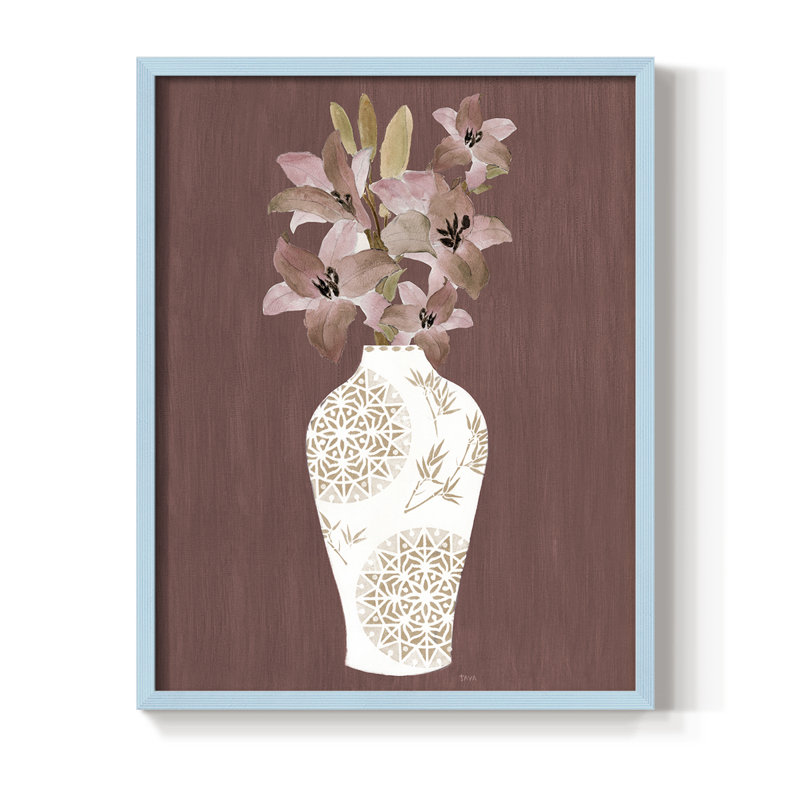 Romantiques fleurs II, reproduction encadrée - bois massif, Bleu, H 11 po x l 9 po