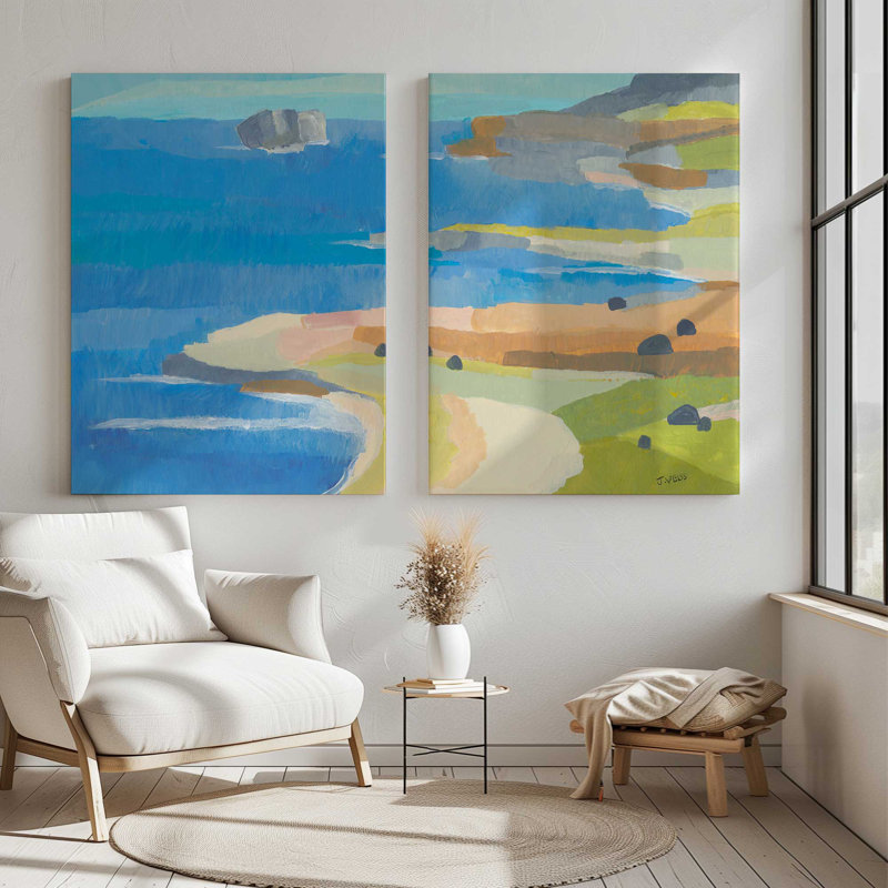 Fantaisie côtière irlandaise | Impression sur toile 2 panneaux, H 36 po x l 54 po
