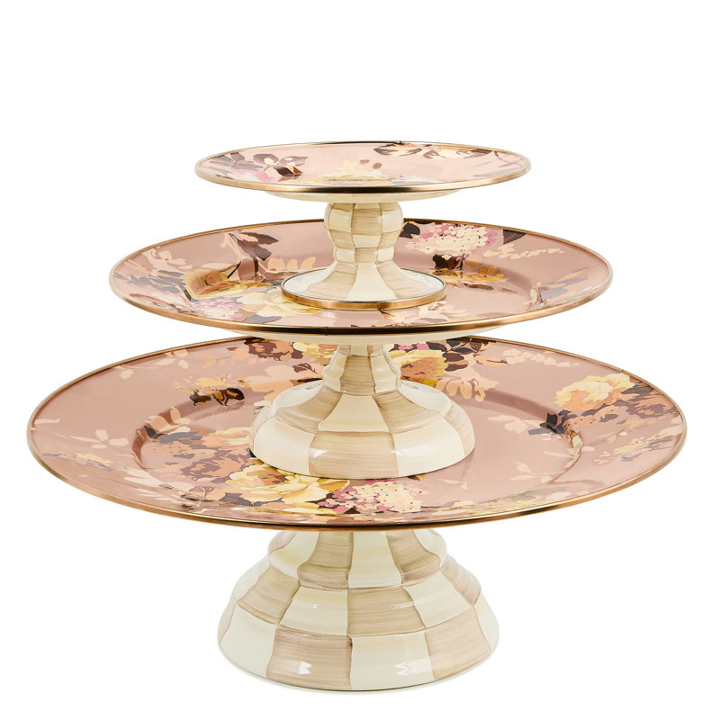 Wild Rose Small Pedestal Platter, Mauve
