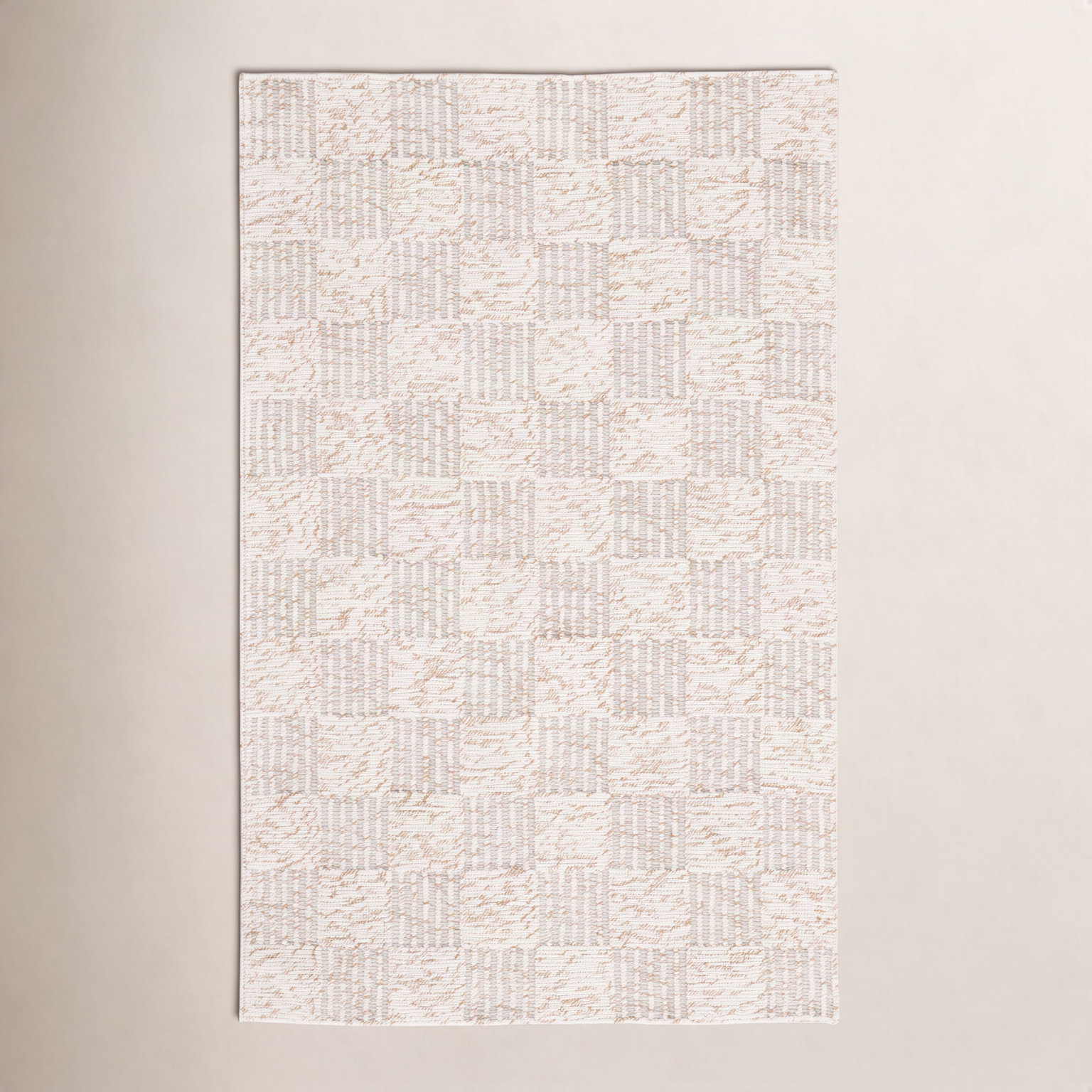 Abbi Brown Ivory Hand-Woven Checkered Rug, Rectangle 6' x 9'